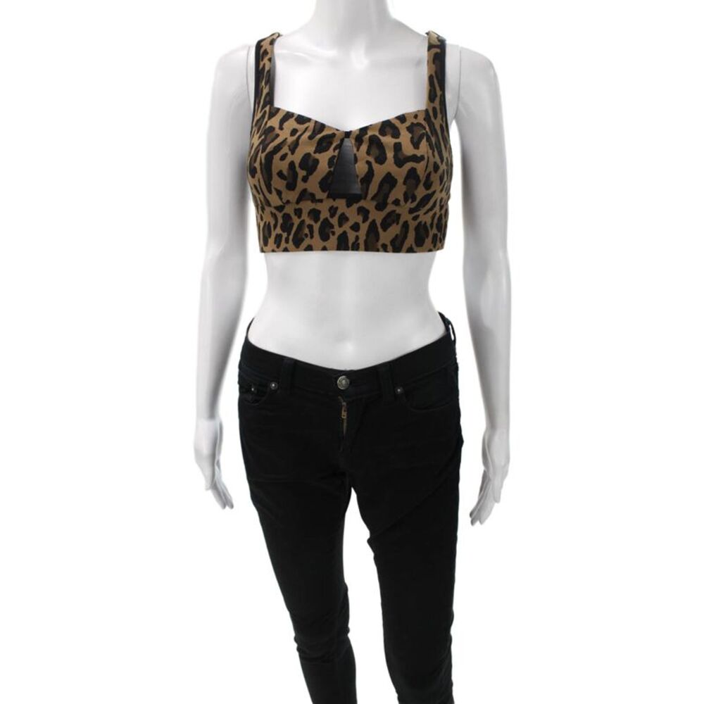 Michi Womens Animal Print Sports Bra Brown Black Size Extra Small
